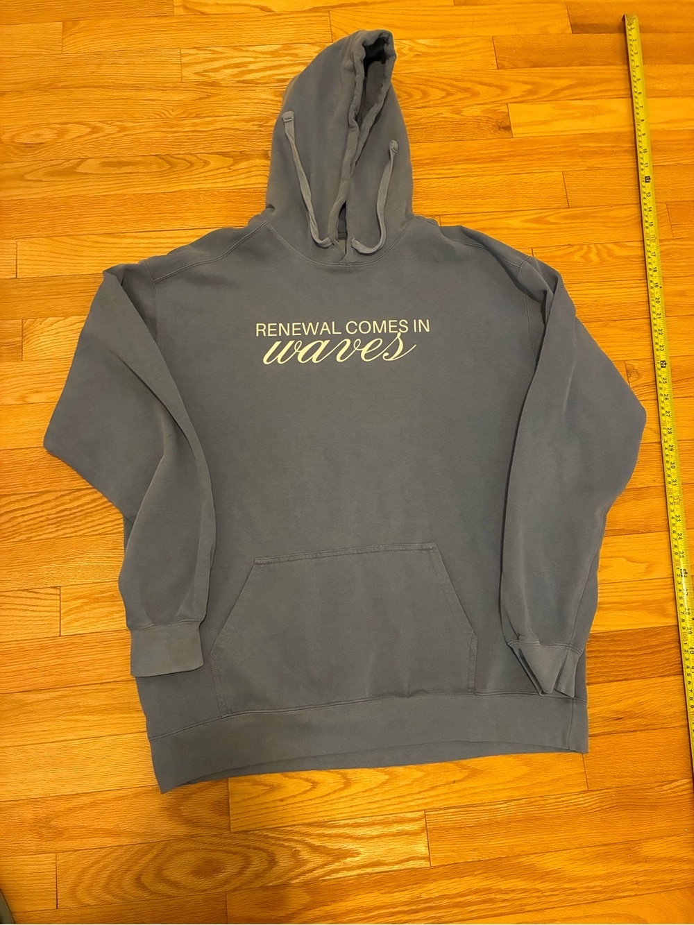 ‘Renewal Comes in Waves’ Comfort Colors Unisex XL Blue Grey Hooded Sweatshirt